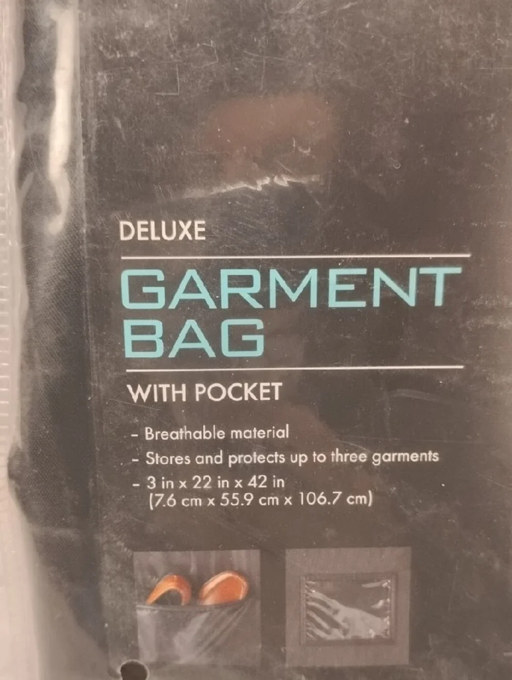 Deluxe Black Garment Bag with Pocket